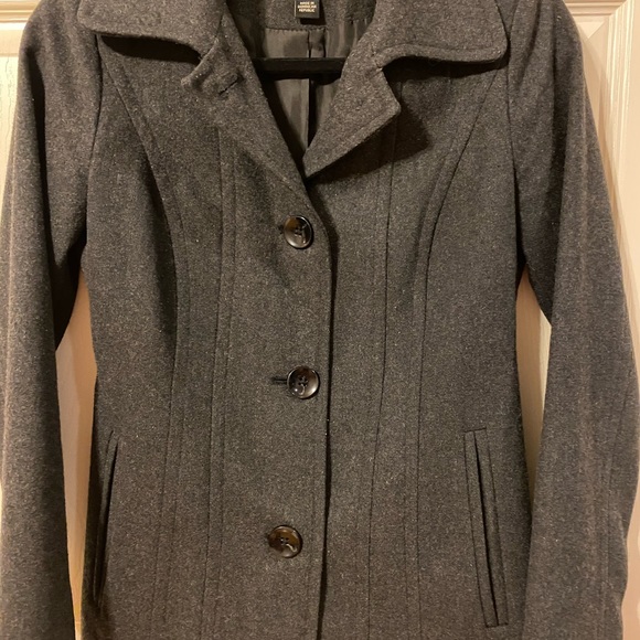 London Fog Wool Pea Coat Jacket XS Charcoal Gray - Picture 2 of 7